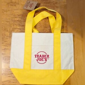 Trader Joe's Yellow and White Tote Bag